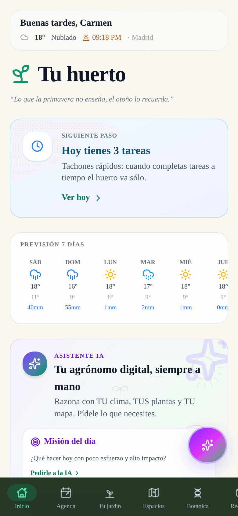 Demeter — pantalla de inicio